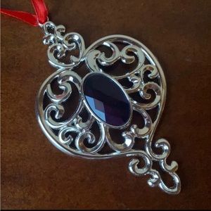 New Lenox silver plated spire Christmas ornament with purple faceted crystal